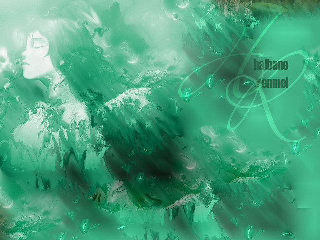 Woman green background white bubble free wallpaper - medium preview image