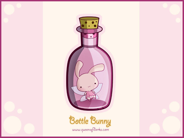 Bunny bottle pink bubbles crown free wallpaper - medium preview image