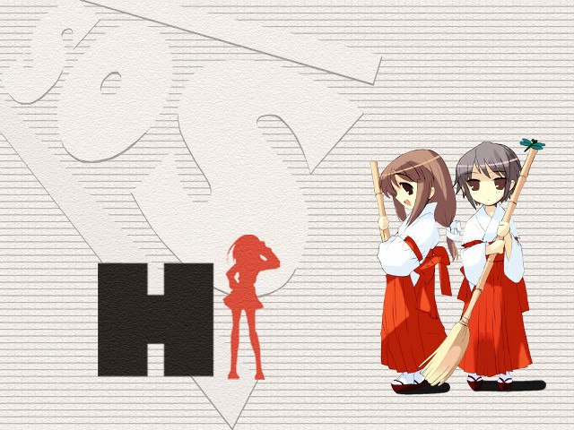 Anime characters h miko broom free wallpaper - medium preview image