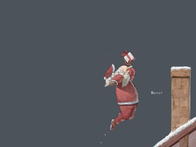 Santa jumping roof snowboard chimney free wallpaper - medium preview image