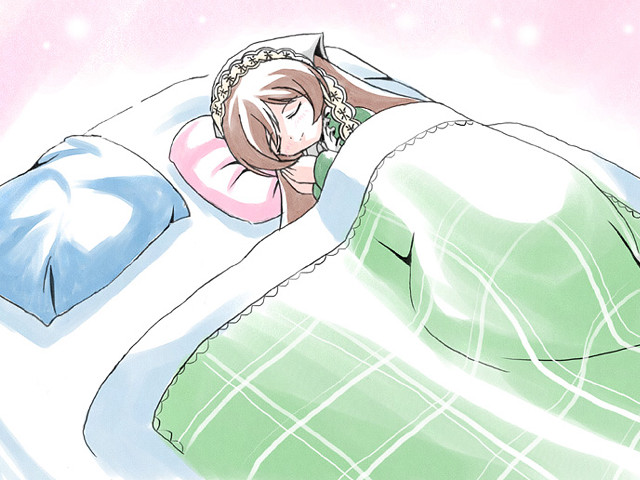 Sleeping person bed blanket pillow free wallpaper - medium preview image