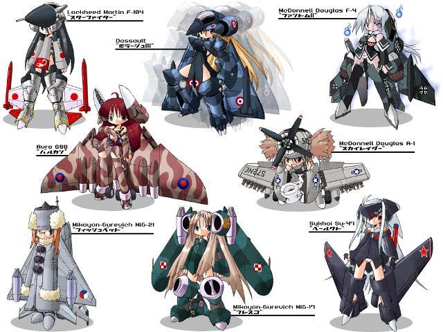 Anime characters multiple girls weapons free wallpaper - medium preview image