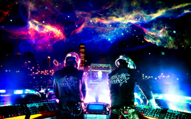 Two men stage lights sound free wallpaper - medium preview image