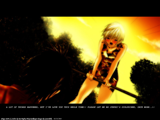 Girl sword sunset blonde fire free wallpaper - medium preview image