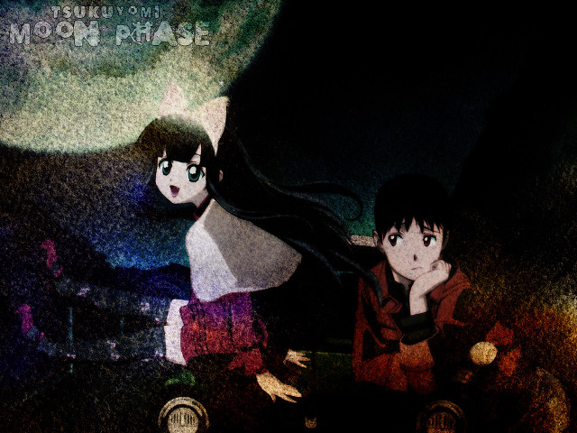 Moonlit anime bench aurora fireflies free wallpaper - medium preview image