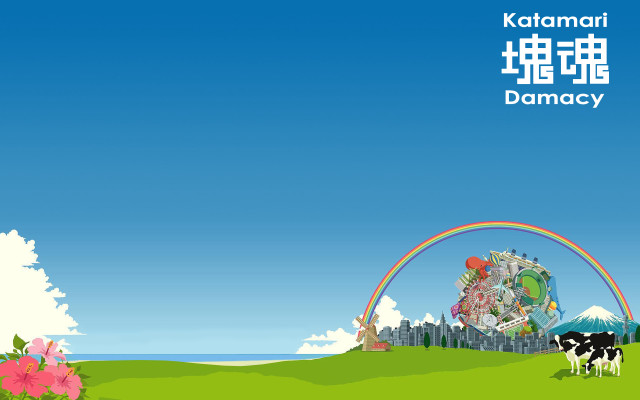 Cartoon rainbow cow field sky free wallpaper - medium preview image