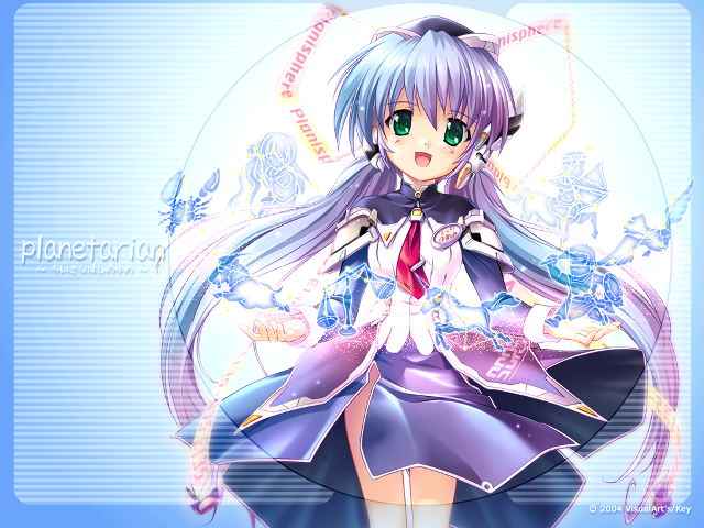 Anime girl purple dress blue free wallpaper - medium preview image