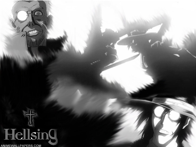 Black white two people demon free wallpaper - medium preview image