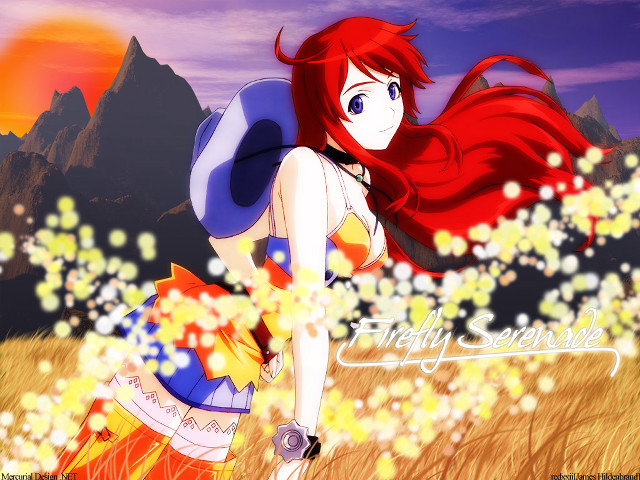 Red haired girl flower field #2 free wallpaper - medium preview image