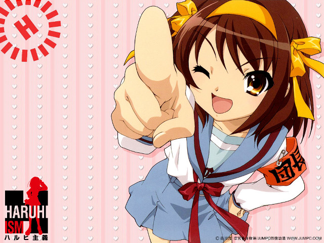 Girl yellow bow pointing screenshot free wallpaper - medium preview image