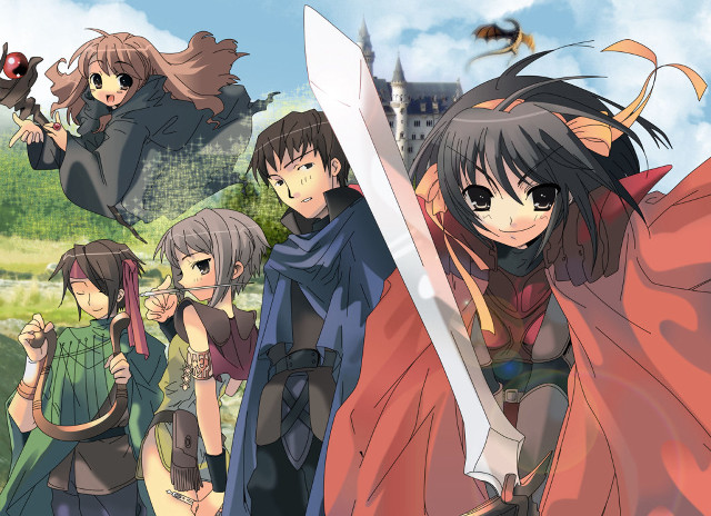 Anime girls castle sword bird free wallpaper - medium preview image