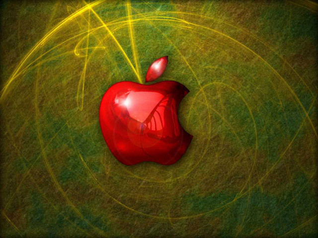 Red apple green background swirling free wallpaper - medium preview image