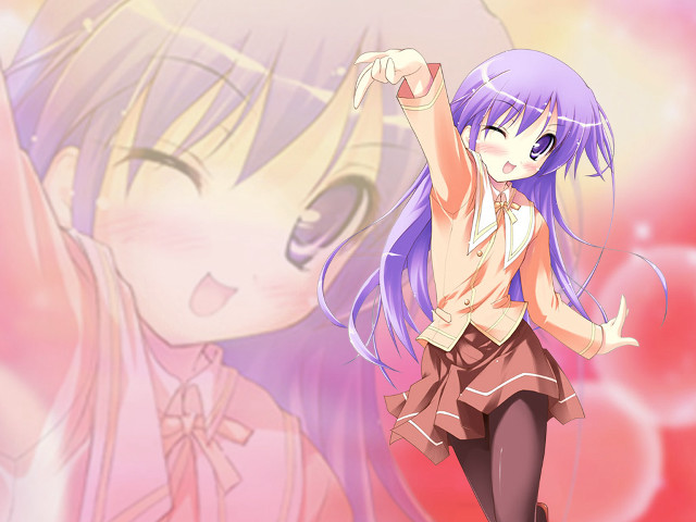 Purple hair girl pink background free wallpaper - medium preview image