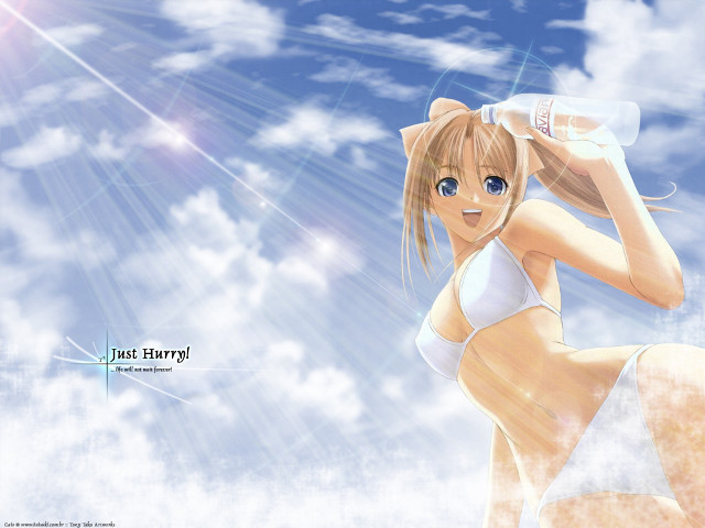 Girl bikini clouds water bottle free wallpaper - medium preview image