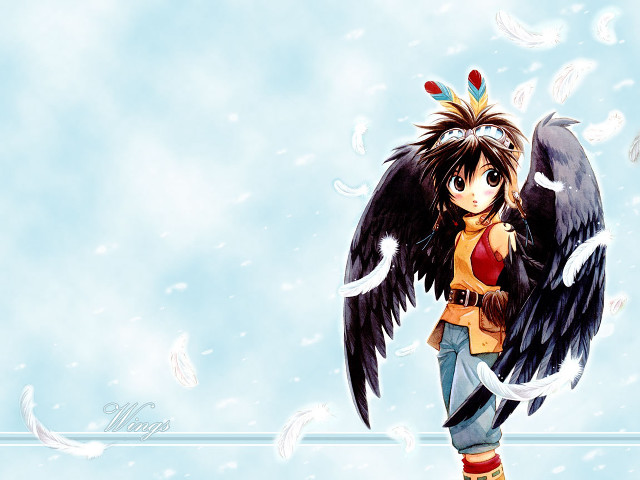 Anime bird wings angel feathers free wallpaper - medium preview image