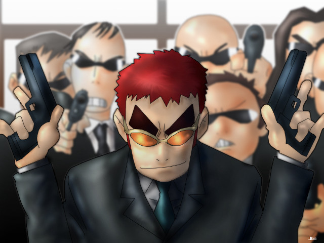 Man suit gun phone blurry free wallpaper - medium preview image