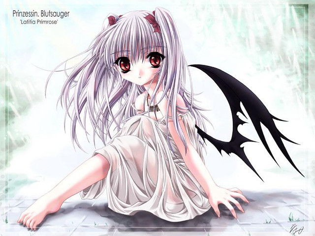 Long haired girl demon wings free wallpaper - medium preview image