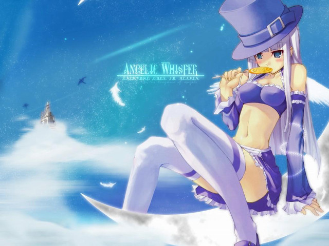 Purple moon woman bird lighthouse free wallpaper - medium preview image
