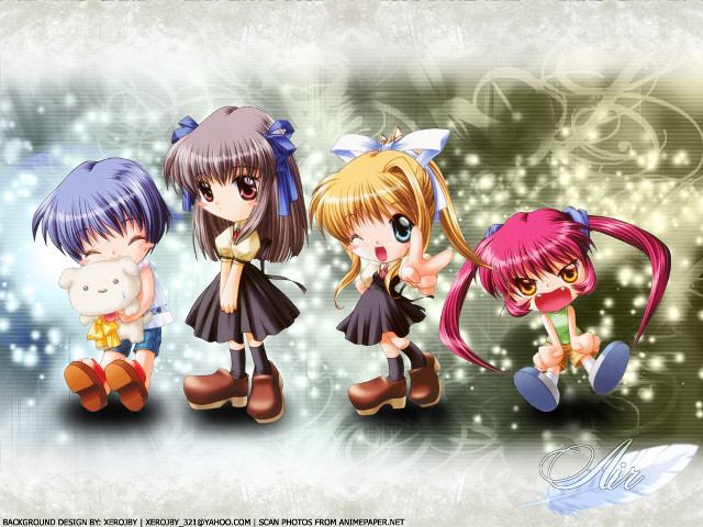 Anime girls snowflakes star blue free wallpaper - medium preview image