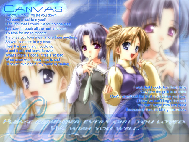 Anime girls blue background eizan free wallpaper - medium preview image