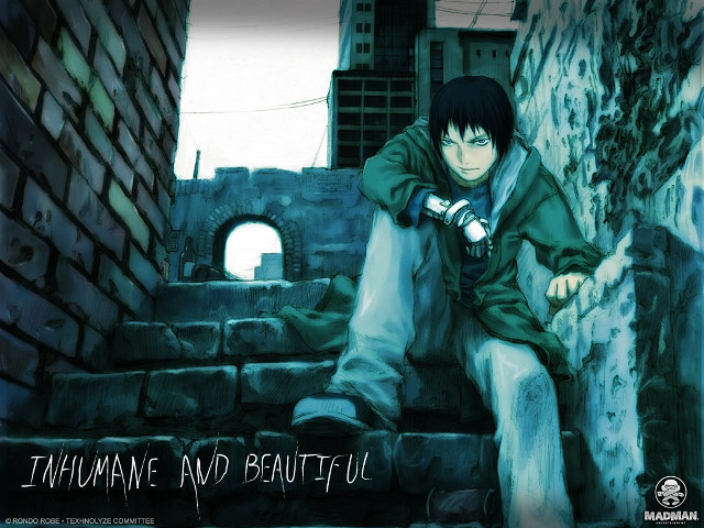 Man sitting urban brick wall free wallpaper - medium preview image