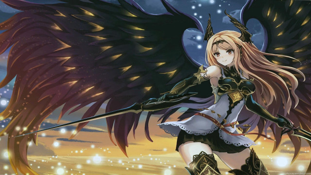 Woman sword wings snow field free wallpaper - medium preview image