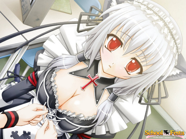 Anime girl white hair red #10 free wallpaper - medium preview image