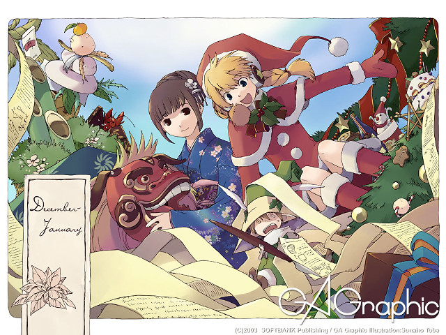 Christmas girls deer antlers santa free wallpaper - medium preview image