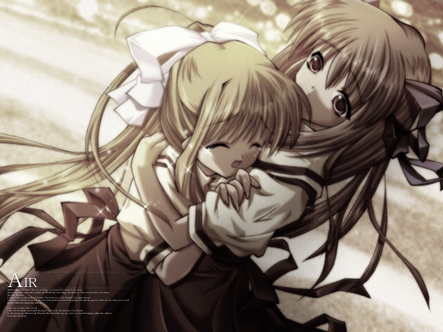Anime girls hug crying field free wallpaper - medium preview image