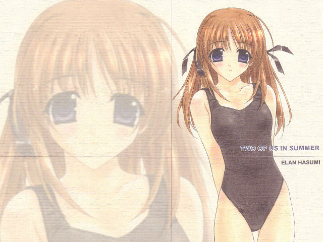 Girl swimsuit anime background blush free wallpaper - medium preview image