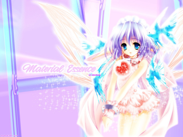 Anime girl blue wings red free wallpaper - medium preview image