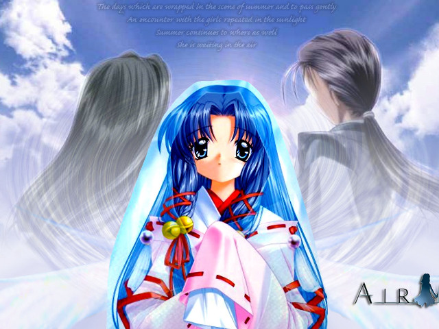 Angel bluehair whitedress wings screenshot free wallpaper - medium preview image