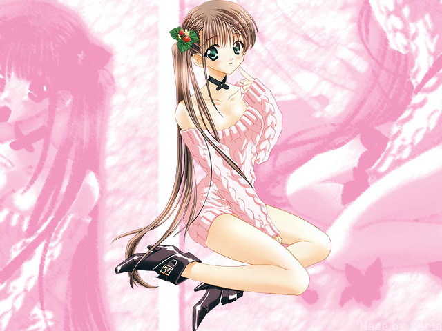 Pink dress long hair cherry free wallpaper - medium preview image
