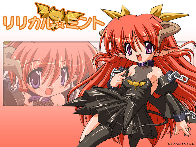 Demon girl red hair horns free wallpaper - medium preview image