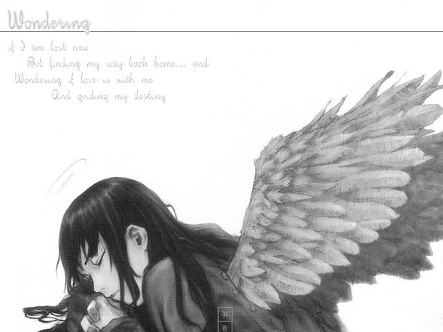 Girl wings angel manga black free wallpaper - medium preview image