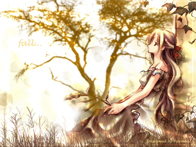 Girl field tree autumn bird free wallpaper - medium preview image