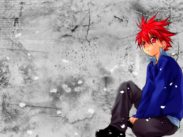 Red hair man sitting snow free wallpaper - medium preview image