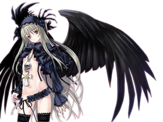 Gothic woman black wings black free wallpaper - medium preview image