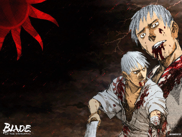Blood bloodied anime characters violence free wallpaper - medium preview image