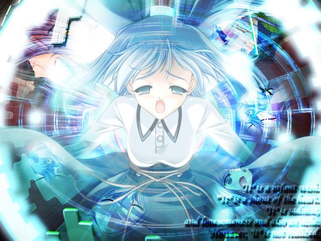 Blue hair girl crying cat free wallpaper - medium preview image
