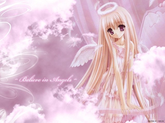Angel girl pink clouds blonde free wallpaper - medium preview image