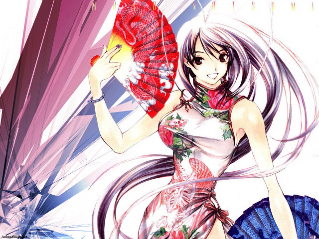 Woman dress fan flower manga free wallpaper - medium preview image