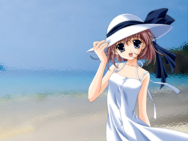 Beach summer impressionism white dress free wallpaper - medium preview image