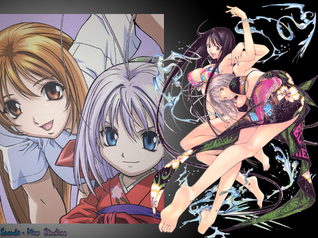 Anime kiyukawa girls kimono water free wallpaper - medium preview image
