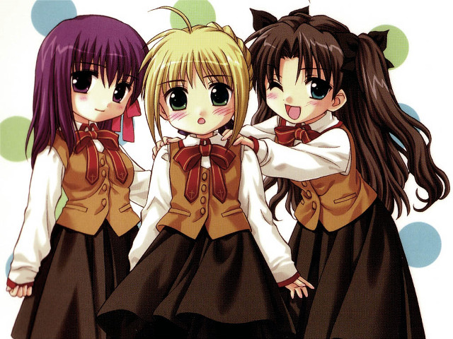Anime girls polkadot background official free wallpaper - medium preview image