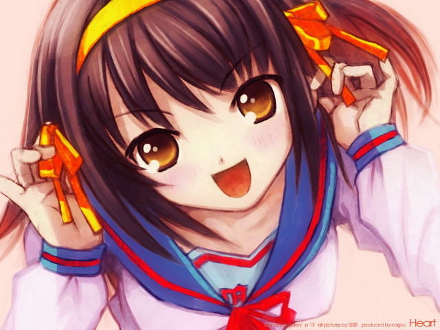 Girl yellowribbon scissors anime suzumiya free wallpaper - medium preview image