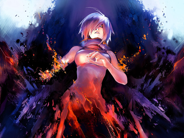 Woman sword fire water sky free wallpaper for desktop - medium preview image