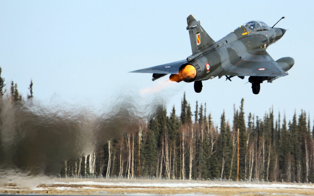 Fighter jet low forest snow free wallpaper - medium preview image