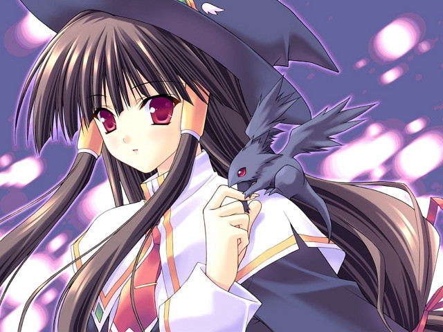 Girl hat bird purple bubbles free wallpaper - medium preview image