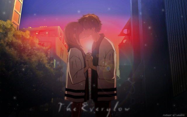 Couple kissing cityscape night fireworks free wallpaper - medium preview image